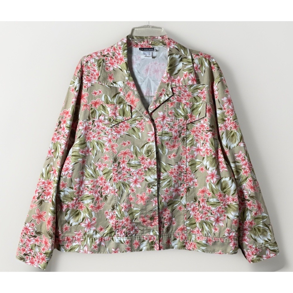 The Tog Shop Hawaiian Floral Long Sleeve Cotton Trucker Style Jacket Women's XL